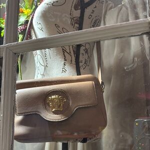 Authentic Versace Brown Medusa Leather Messenger Crossbody NEW ON SALE